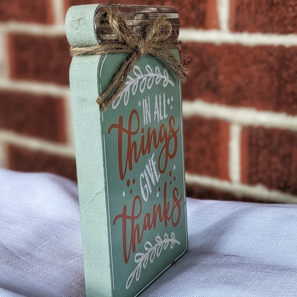 Cute! Fall "Give Thanks" Mason Jar Home Decor Accent - Picture 4 of 10